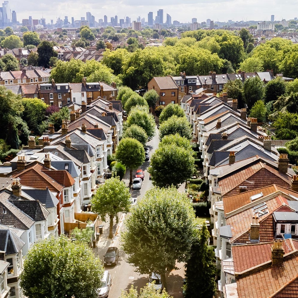 view across the rooftops of Stoke Newington